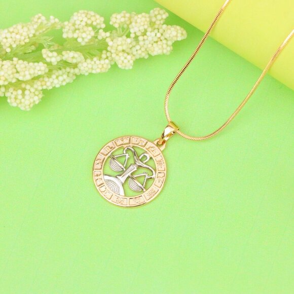 "Rose Gold Libra Zodiac Pendant with Delicate Scales Symbol Design, XPPT1451 - Picture 12 of 13